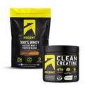 Ascenso 100% Whey Protein Powder, Chocolate Peanut Butter 2 lb & Creatine Monohydrate Powder, Unflavored 45 Servings