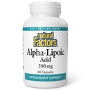 Factores naturales Ácido alfa-lipoico 200 mg cápsulas, 60 puntos