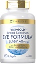 Carlyle Eye Health Supplement TEN 120 Softgels Silencio con Lutein 40mg, Zeaxanthin, Bilberry y Blueberry TEN Broad Spectrum Eye Support Vitaminas ← Non-GMO, Gluten Free Formula
