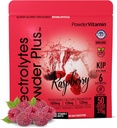 PowderVitamin Electrolytes Powder Plus (50 Servings) Raspberry Electrolyte Powder Zero Calorie Keto, 0 Sugar, No Maltodextrin,1000mg Potassium,120mg Calcium,120mg Magnesium, Hidration Powder