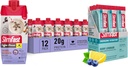 SlimFast Bundle: Electrolitos de ayuno intermitente, mezcla de bebidas en polvo de energía, cafeína de fuentes naturales- limonada de Berry (12 conde) + Afeitado de sustitución de carne de alta proteína, Caramel Macchiato, 12 Pack