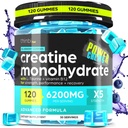 Cretina Monohydrate Gummies Complejo 6200mg para Hombres &amp; Mujeres - 120 Gummies Fórmula avanzada W/L-Taurina + Vitamina B12 para Estrés muscular, constructor de músculos, toma de energía