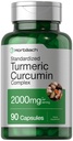 Horbäach Turmeric Curcumin Suplemento 2000mg  90 Capsules Silencioso Complejo con Black Pepper Silencio No Gluten Gratis