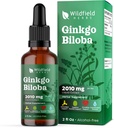 Ginkgo Biloba Extract Drops Liquid 2000mg (Ginkgo biloba L.) Suplemento Herbal Absorbs Better Than Capsules, 1 Month Supply, 84 Servimientos, Alcohol-Free Tintura - 2 Oz, Pack of 1