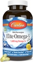 Carlson Elite Omega 3 gemas, 1600 mg, Lemon Flavored, 240 Softgels