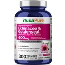 NusaPure Echinacea Goldenseal 200mg, (Extract 10:1, Equivalente a 2.000mg), 200mg, (Extracto 4:1, Equivalente a 800mg) - 2800mg 300 Veggie Caps (Vegetariano, No-GMO, Vegan)