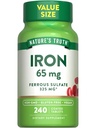 La verdad de la naturaleza Iron Tablets 65mg Silencio 240 Conde ← 325mg Ferrous Sulfate  Vegan, Non-GMO &amp; Gluten Free Supplement