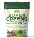 Super Greens Natural Flavor, 50 Ecológicos Super Foods, USDA Organic Drink Mix, Fruits, Vegetables, Super Greens, con Fiber, Mushrooms & Probiotics, Supports Energy, 60 Servings, 900g