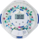 Dispensador automático de píldoras SenyerKare 28-Day con cuidado de Alzheimer, organizador de medicamentos w/Easy-Read LCD, Sonido " Luz " Alertas clave para medicamentos, vitaminas, suplementos, tapa clara