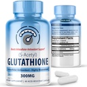 S-Acetyl L-Glutathione 300mg – 60 cápsulas resistentes al ácido, alta biodisponibilidad S Acetyl Glutathione Suplementos para la salud del hígado, suplemento Antioxidante Apoyo cápsulas