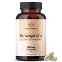 HERBAMAMA Ashwagandha Capsules - 1500mg Pure Ashwagandha Root Focus Supplement - Vegan, Non-GMO Mood &amp; Calm Support Suplemento para adultos, 100 caps