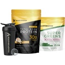 Transformation Vainilla Protein Powder, Super Greens Superfood Green Juice Powder and Performance Insulated Shaker Bottle