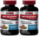 Crecimiento del cabello Vitaminas sin biotina - DHT Blocker Hair Fórmula - Soporte Saludable Crecimiento del cabello - shou wu para el cabello gris, Soy isoflavones Suplemento, kudzu Root Capsules, dht Blocker - 2B 120 Cap