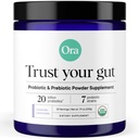 Ora Organic Prebiotic and Probiotic Powder Supplement - 20 Billion Probiotics, 7 Strains for Best Prebiotic Powder, Non-GMO, Probiotics for Women, Men &amp; Kids - Lavender Lemonade Flavor, 30 Servings