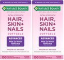 La recompensa de la naturaleza pelo avanzado, uñas de piel, suplemento de vitamina arganada con ácido biotin e hialurónico, 150 Softgels de liberación rápida (Pack of 2)