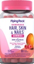 Piping Rock Hair Skin and Nails Vitaminas TEN 80 Gummies TENIDO 2500 mcg de Biotina TEN Mujeres Multivitamínicas TENIDAS con Vitamina C y E ANTERITO Fruit Flavor TENIDO Non-GMO, Gluten Free Supplement