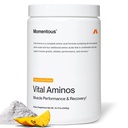 Momentous Vital Aminos Powder Supplement - BCAA &amp; EAA - Tropical Punch - NSF Certificado para Deporte - GMO- & Gluten-Free - 30 Serviciones - Paquete Mayo Vary