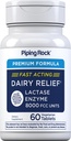 Piping Rock Dairy Relief Pills 8000 FCC ← Fast Acting Tablets ← Lactase Enzyme Supplement ← Fórmula Premium, Vegetarian, Non-GMO, Gluten Free