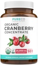 Píldoras ecológicas de arándano - 50:1 Concentrar equivale a 25.000 mg de arándanos frescos (Vegan) para la limpieza de la plaga urinaria - Píldoras de arándano para mujeres - Suplemento de apoyo UTI - 60 cápsulas