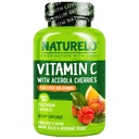 NATURELO Vitamina C con Extracto de Cereza Acerola Orgánica y Citrus Bioflavonoides - Suplemento Vegano - Apoyo Inmunitario - 500 mg VIT C por Cap - No GMO - 90 cápsulas