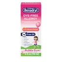 Alivio de alergia libre de ojos para niños Liquid + 12,5 mg Diphenhydramine HCl, Medicina de alergia antihistamínica para niños ayuda a aliviar la nariz de rubí " estornudos, burbuja Gum Flavor, 4 fl. oz