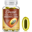 Ubiquinol CoQ10 600 MG Softgels con Omega-3 " Shilajit " PQQ, Coenzyme-Q10 avanzado, Active CoQ10 Ubiquinol Suplemento para Fertilidad, Antioxidante, Corazón, Cerebro &amp; Energía, 60 Servimientos