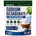 Uso orgánico Sodium Bicarbonato Alkaline Suplemento para Alkalinidad. Apoyo Kidney & Stomach Acid Neutralizer w/Alkaline Superfoods. Sodium Bicarbonato Powder Kidney Apoyo Antacid Sport 1.5LB