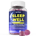 Melatonin Free Sleep Gummies, con Magnesium Glycinate, GABA, 5-HTP, L-Theanine, Valerian, Chamomile, Lemon Balm, Vitamina D3 &amp; B6 - Hormones &amp; Drug- Free, Non-Habit Forming,Sugar Free