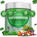 Supergreens Veggies Gummies - Gummies de fibra vegetariana para adultos " Niños - Superalimentos verdes diarios con 35+ Vitaminas esenciales " Salud de la inmunidad " Gut - 4g de fibra por dos Gummy (60 Cuenta)