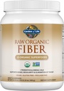 Jardín de la vida Polvo de fibra orgánica cruda, 30 Servimientos, 15 Superalimentos orgánicos, Probióticos, Omega-3 ALA, 4g Fibra soluble, 5g Insoluble para regularidad, Psyllium Husk Gratis