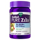 ZzzQuil PURE Zzzs De-Stress Melatonin Sleep Aid Gummies, Helps Calm Your Mind and Body, Ashwagandha for Stress Support, Sleep Aids for Adults, 1 mg por gummy, 42 Count