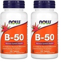 AHORA Suplementos, vitamina B-50 mg, producción de energía*, salud del sistema nervioso*, 100 tabletas (Pack of 2)