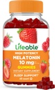 Melatonina salvavidas 10 mg – Gran Tasting Natural Flavor Gummy Suplemento – Gluten Free Vegetarian GMO-Free Chewable – para la ayuda de la caída del agua y el mantenimiento del agua – para adultos, hombre, mujeres – 60 años