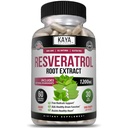 Kaya Naturals - cápsulas de resveratrol - Suplemento Anti envejecimiento - Antioxidantes con soporte cerebral - Beneficios máximos - 60 cápsulas de verduras