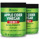 Zolotus Apple Sider Vinegar Capsules 32in1, con Turmeric, Cinnamon, Milk Thistle, Berberine, Elderberry, Quercetin - (2 Packs) 60 cápsulas