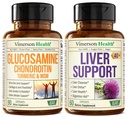 Glucosamine Chondroitin MSM con Turmeric Boswellia &amp; Liver Cleanse Detox &amp; Reparación 40+ Suplemento con 50% Silymarin Milk Thistle Extract for Joint and Liver Support