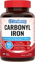 Carbonil Iron, con Vitamina Natural C, Gentle on The Stomach, High Absorption, for Red Blood Cell Function, Energy Support, Vegan, 60 Tabs