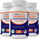 Vitamatic L-Tryptophan 1000mg 120 Tablets (120 Tablets (Pack of 1)) (3 Botellas)