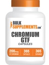 BulkSupplements.com Chromium GTF Capsules - Suplemento Mineral, GTF Chromium 200mcg - Gluten Free, 1 cápsula por Serving, 365 cápsulas (Pack of 1)