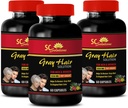 Píldoras de energía - Solución del cabello anti-gray - para hombres y mujeres - ácido fólico, biotina, ácido pantoténico, cátalos, cola de caballo, Saw Palmetto, PABA, L-Tyrosine, Nettle, Chlorophyll, Fo Ti, Barley 3B 180 Caps