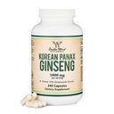 Ginseng Capsules (extracto coreano de ginseng rojo, Panax Ginseng 10% Ginsenosides) (4 mes de suministro) 240 cápsulas vegas - 1.000 mg por servicio para el mood, función cognitiva y apoyo energético por madera doble