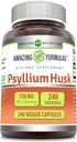 Fórmulas increíbles Psyllium Husk 750mg Veggie Capsules Suplemento ← Non-GMO Silencio Gluten Gratis Silencio Made in USA ← Adecuado para los vegetarianos (240 Conteo)