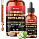 10in1 Liquid Drops Berberine with Ceylon Cinnamon Bitter Melon Turmeric Ginger Gymnema Sylvestre y Más - 2 Fl Oz
