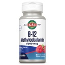 KAL Vitamina B12 Methylcobalamin 5000mcg, Energía saludable, metabolismo, Nerve &amp; Red Blood Cell Support,* Fast Dissolve ActivMelts, Optimal Absorption, Natural Raspberry Flavor, 90 Servings, 90 Micro Tabs