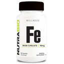 NutraBio Iron Chelate (18mg)- Suplementos de hierro para hombres y mujeres- Ferrous Bisglycinate Chelate, apoya la salud de la célula de sangre roja, 60 cápsulas