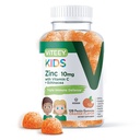 Viteey Zinc para niños Gummies 10mg, con vitamina C &amp; Echinacea - Soporte inmunitario, potente antioxidante natural, niños Zinc vitamina Suplemento - Vegan, Gelatin Gratis - Tasty Chewable Orange Flavor Gummy