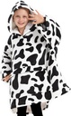 KFUBUO Wearable Manta Hoodie para niños Sherpa Patrones Sudadera de gran tamaño Blanket con bolsillo de 6-10 años de edad niña regalo de cumpleaños vaca