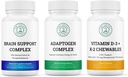 Vitality & Mind Wellness Trio Bundle - Complejo de Apoyo al Cerebro, Complejo Adaptógeno y Vitamina D3+K2