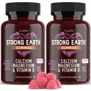 Calcio Tierra Fuerte de YUM-V, Magnesio, Vitamina D3 Gummies - Vitamina Gummies Suplemento Calcio para Gummies Fuertes de Salud Hueso - Kosher 90 Conde (Pack de 2)