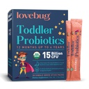 Lovebug Kids Probiotic Powder with Prebiotic Fiber - Toddler Immunity Support &amp; Constipation Relief - USDA Organic Probiotics for Childrens Gut & Digestive Health (Ages 1-4) - 30 Pack (Unflavoured)